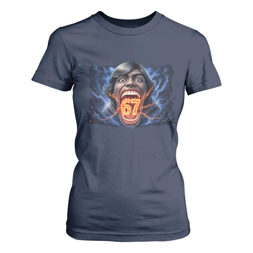 Screaming Mason 67 Kid Meme T Shirt For Women Six Seven Viral Devil Transformation Horror Edit TS02 Navy Print Your Wear