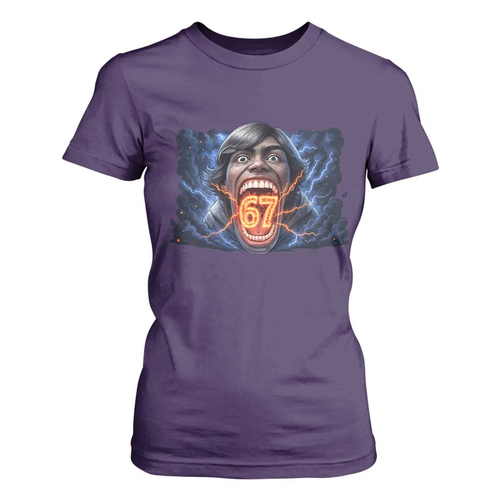 Screaming Mason 67 Kid Meme T Shirt For Women Six Seven Viral Devil Transformation Horror Edit TS02 Purple Print Your Wear