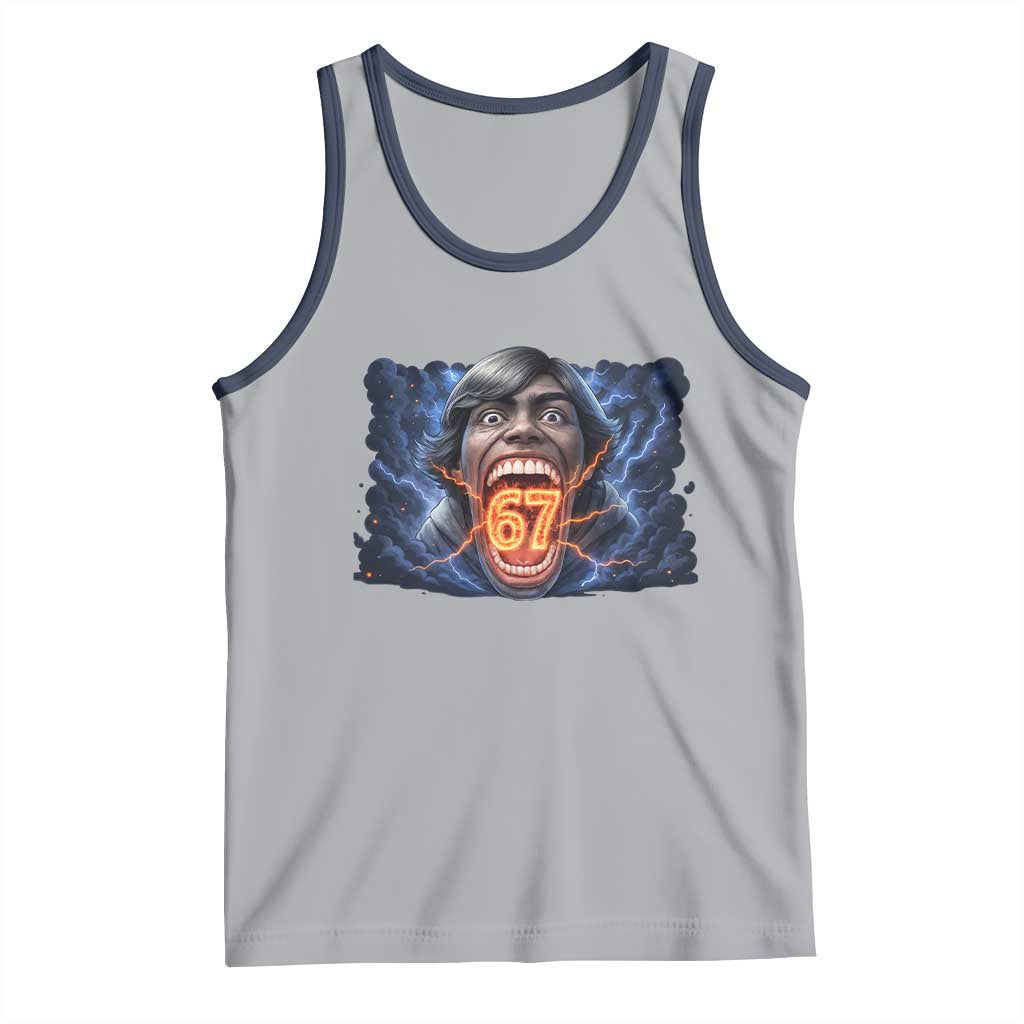 Screaming Mason 67 Kid Meme Tank Top Six Seven Viral Devil Transformation Horror Edit TS02 Athletic Heather Navy Print Your Wear