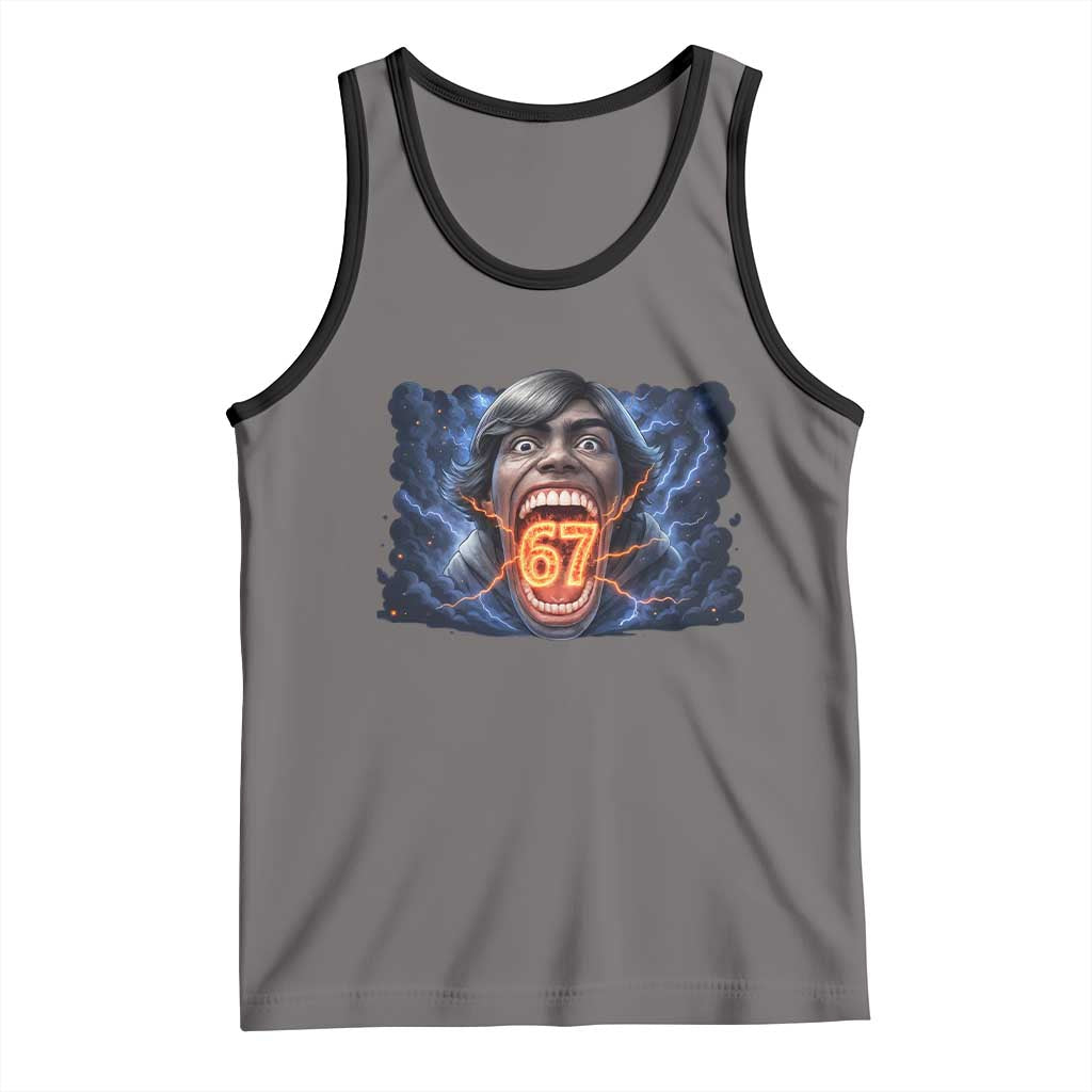 Screaming Mason 67 Kid Meme Tank Top Six Seven Viral Devil Transformation Horror Edit TS02 Deep Heather Black Print Your Wear