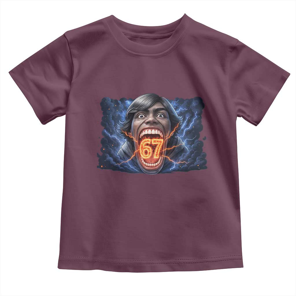 Screaming Mason 67 Kid Meme Toddler T Shirt Six Seven Viral Devil Transformation Horror Edit TS02 Maroon Print Your Wear