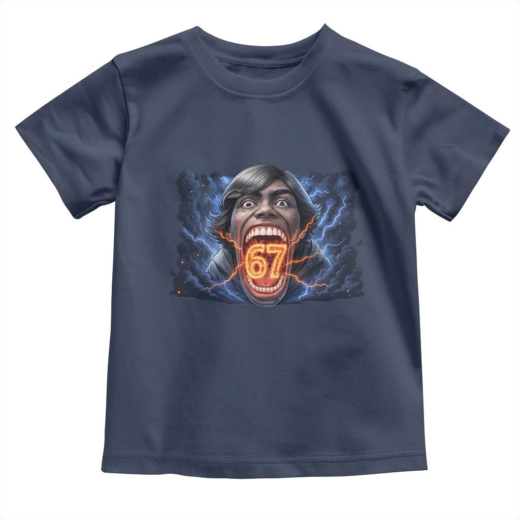 Screaming Mason 67 Kid Meme Toddler T Shirt Six Seven Viral Devil Transformation Horror Edit TS02 Navy Print Your Wear