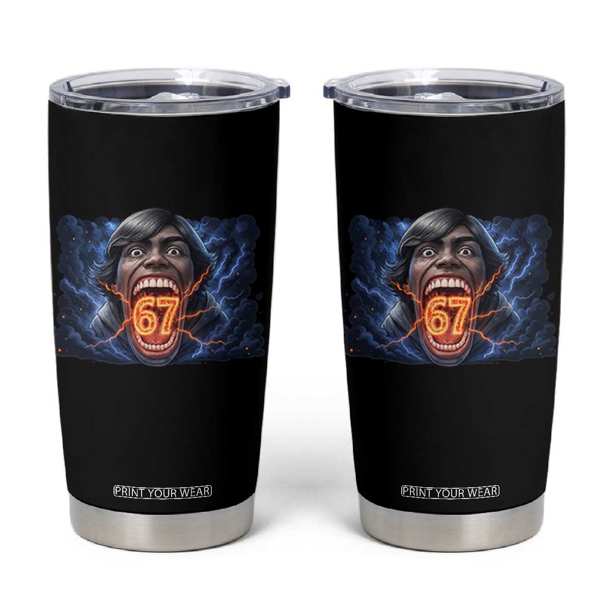 Screaming Mason 67 Kid Meme Tumbler Cup Six Seven Viral Devil Transformation Horror Edit TS02 Black Print Your Wear