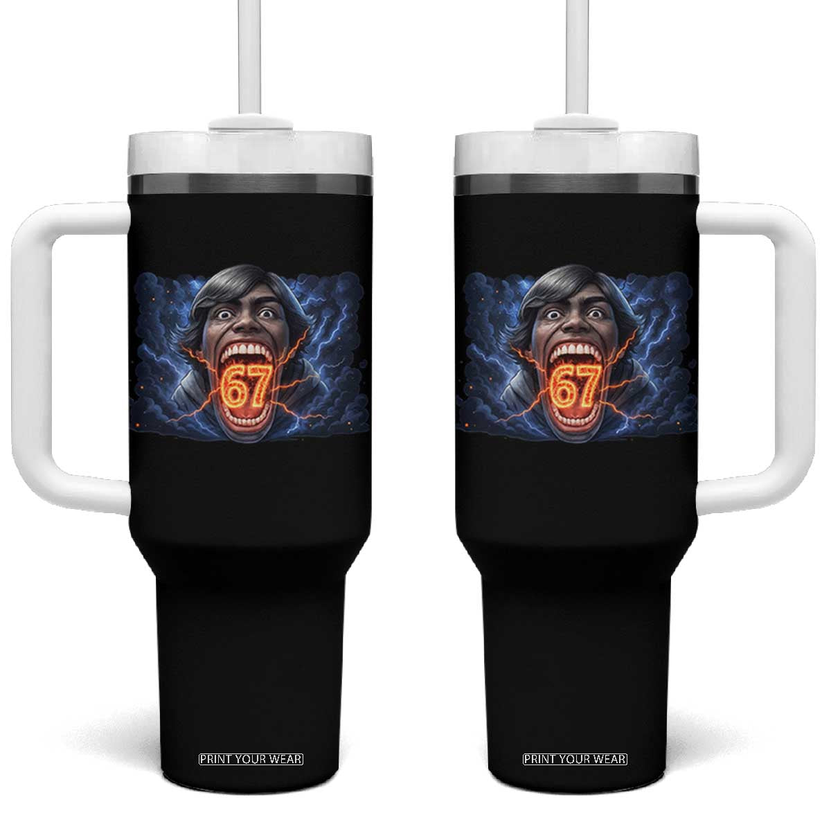 Screaming Mason 67 Kid Meme Tumbler With Handle Six Seven Viral Devil Transformation Horror Edit TS02 One Size: 40 oz Black Print Your Wear