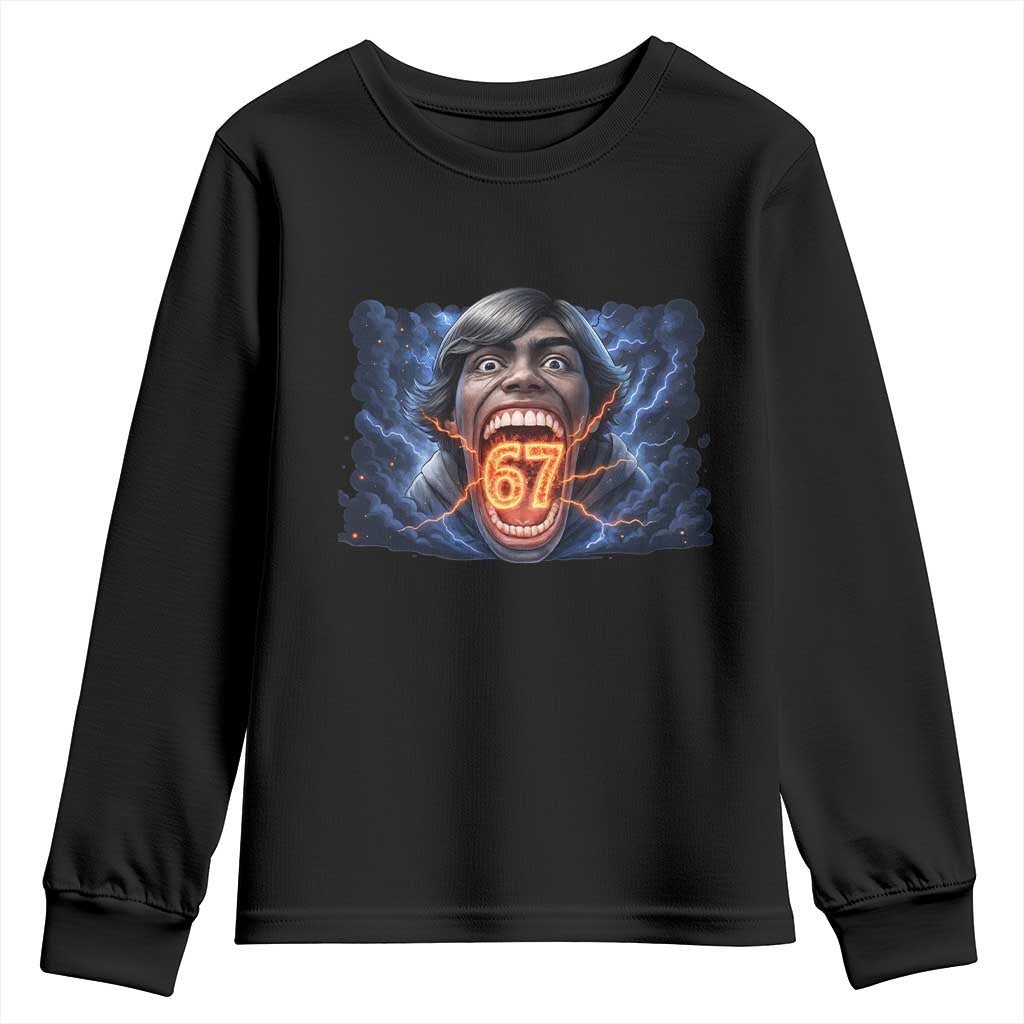 Screaming Mason 67 Kid Meme Youth Sweatshirt Six Seven Viral Devil Transformation Horror Edit TS02 Black Print Your Wear