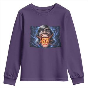 Screaming Mason 67 Kid Meme Youth Sweatshirt Six Seven Viral Devil Transformation Horror Edit TS02 Purple Print Your Wear