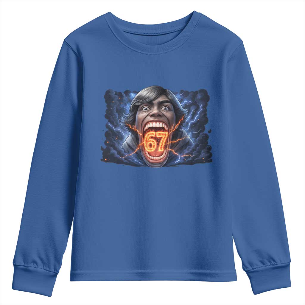 Screaming Mason 67 Kid Meme Youth Sweatshirt Six Seven Viral Devil Transformation Horror Edit TS02 Royal Blue Print Your Wear