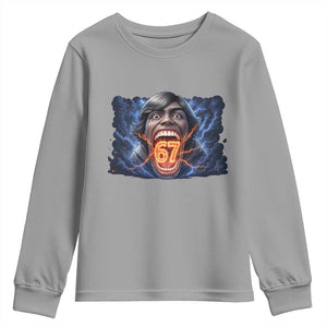 Screaming Mason 67 Kid Meme Youth Sweatshirt Six Seven Viral Devil Transformation Horror Edit TS02 Sport Gray Print Your Wear