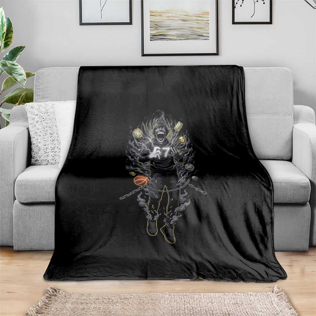 Mason 67 Energy Overload Throw Blanket Six Seven Meme Lightning Horror Devil Edit TS02 Print Your Wear