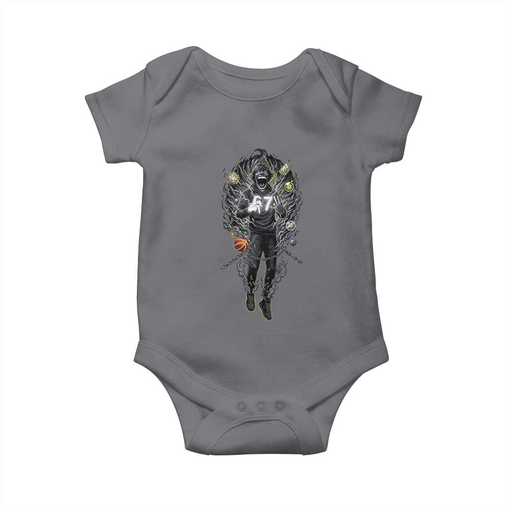 Mason 67 Energy Overload Baby Onesie Six Seven Meme Lightning Horror Devil Edit TS02 Charcoal Print Your Wear