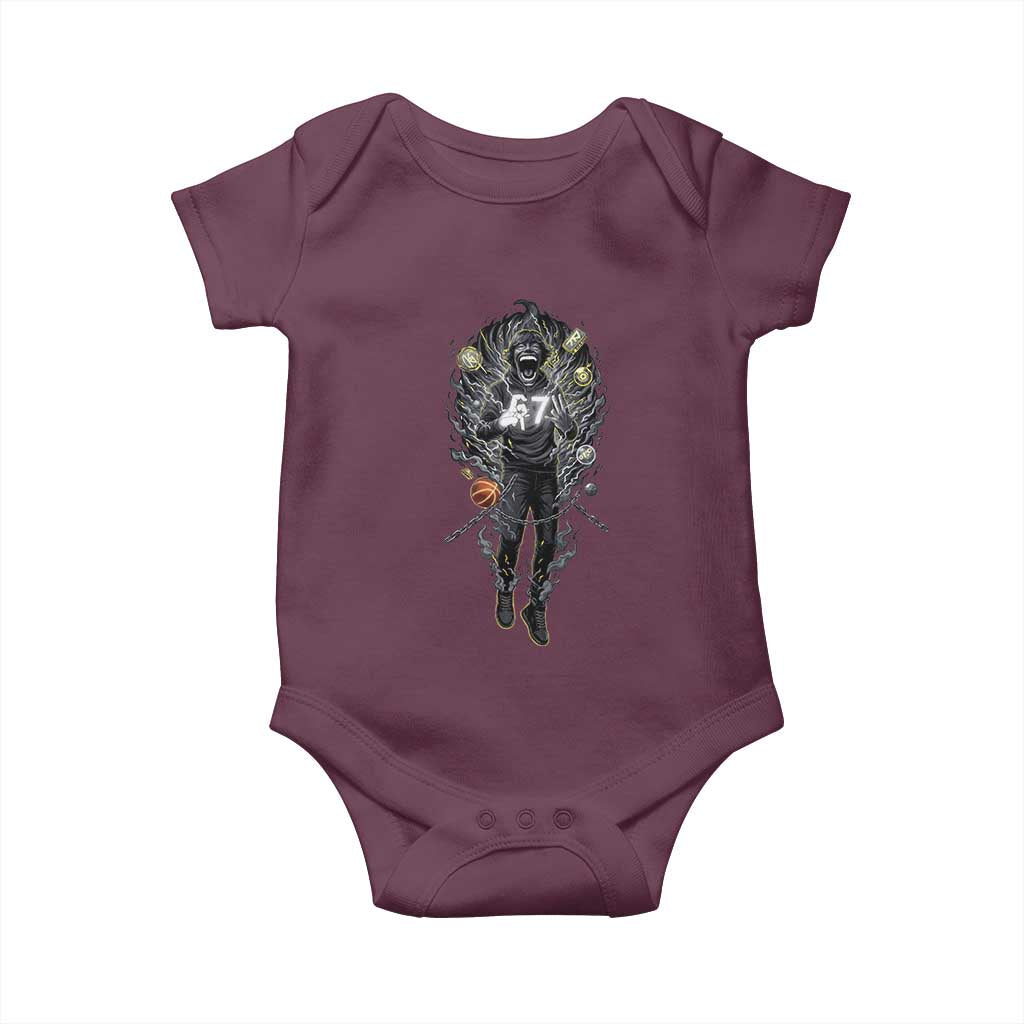 Mason 67 Energy Overload Baby Onesie Six Seven Meme Lightning Horror Devil Edit TS02 Maroon Print Your Wear