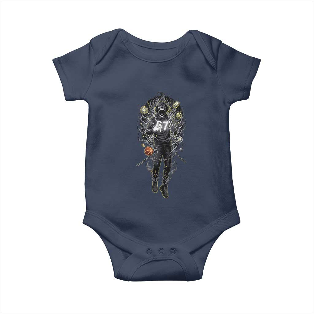 Mason 67 Energy Overload Baby Onesie Six Seven Meme Lightning Horror Devil Edit TS02 Navy Print Your Wear
