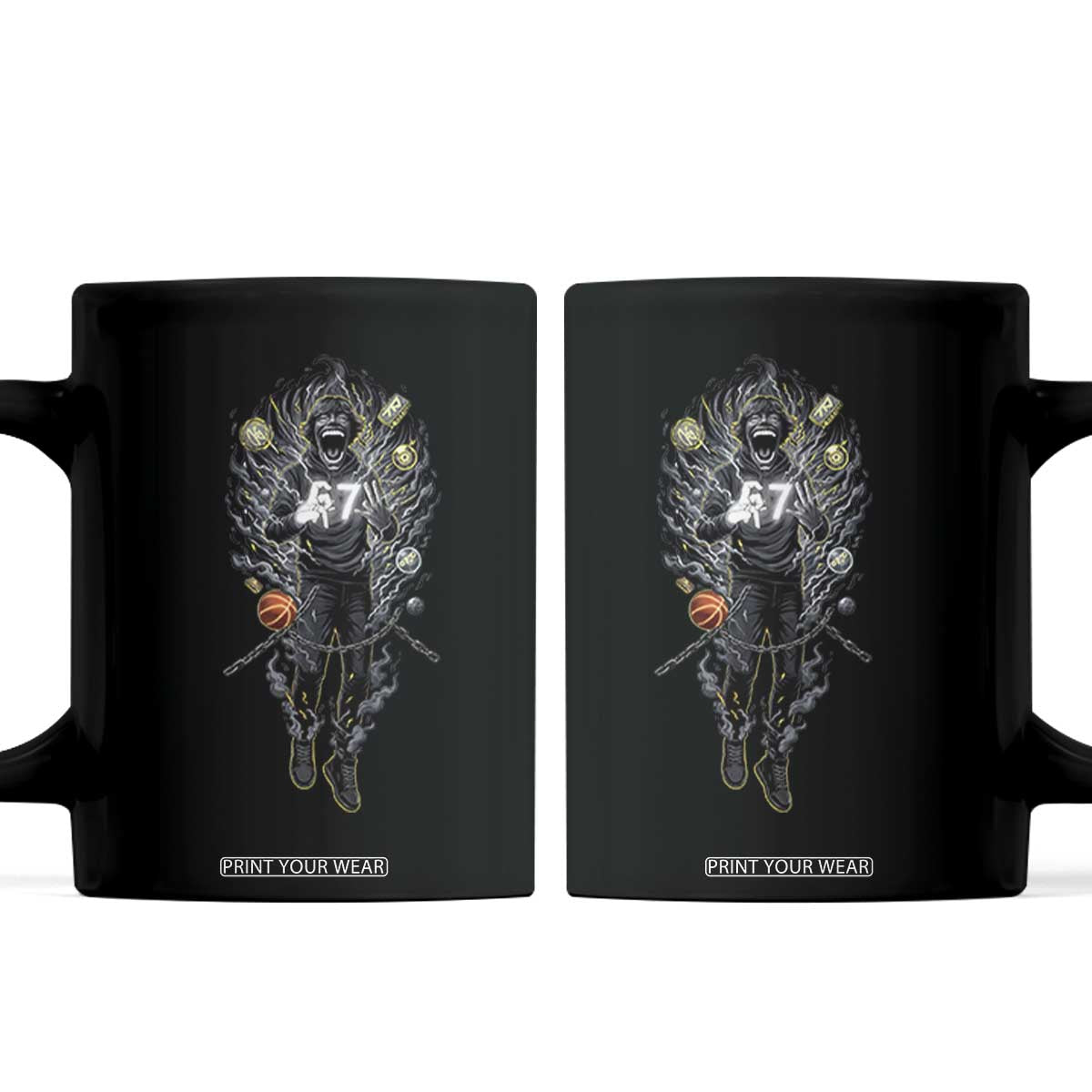 Mason 67 Energy Overload Coffee Mug Six Seven Meme Lightning Horror Devil Edit TS02 Black Print Your Wear