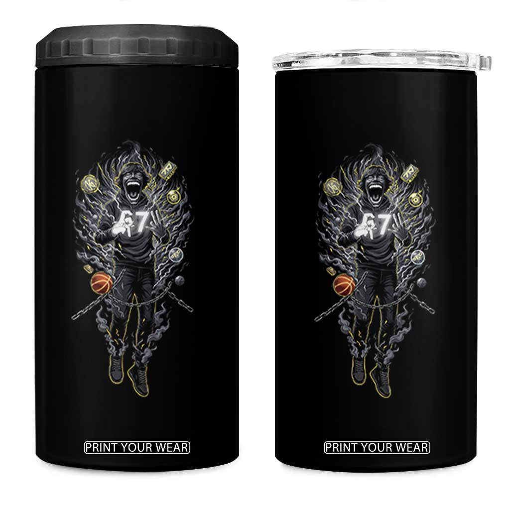Mason 67 Energy Overload 4 in 1 Can Cooler Tumbler Six Seven Meme Lightning Horror Devil Edit TS02 One Size: 16 oz Black Print Your Wear