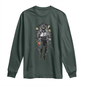 Mason 67 Energy Overload Long Sleeve Shirt Six Seven Meme Lightning Horror Devil Edit TS02 Dark Forest Green Print Your Wear