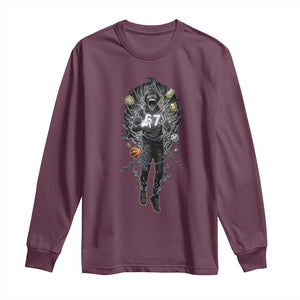 Mason 67 Energy Overload Long Sleeve Shirt Six Seven Meme Lightning Horror Devil Edit TS02 Maroon Print Your Wear