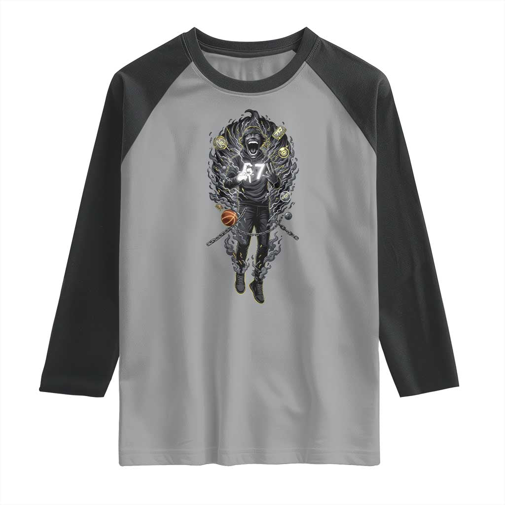 Mason 67 Energy Overload Raglan Shirt Six Seven Meme Lightning Horror Devil Edit TS02 Sport Gray Black Print Your Wear