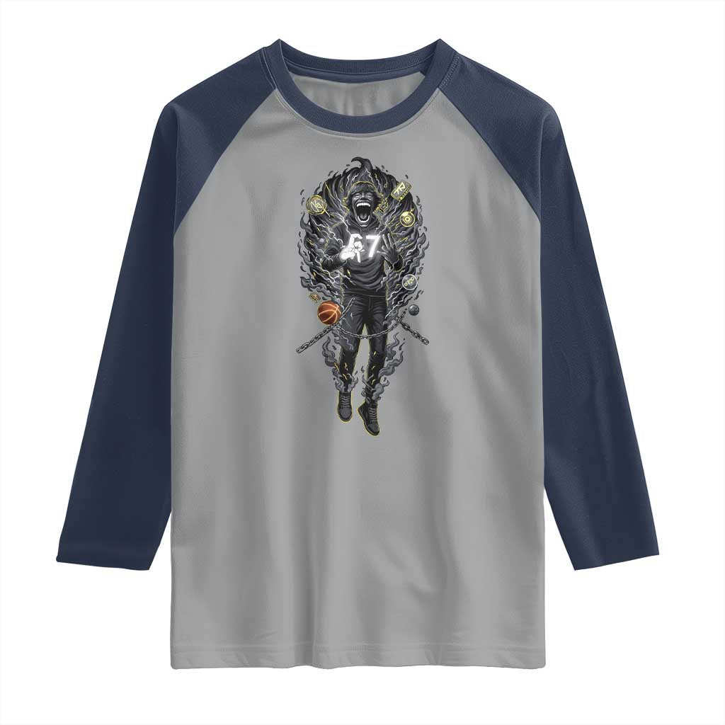 Mason 67 Energy Overload Raglan Shirt Six Seven Meme Lightning Horror Devil Edit TS02 Sport Gray Navy Print Your Wear