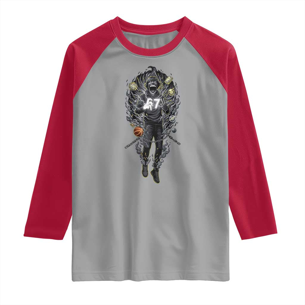 Mason 67 Energy Overload Raglan Shirt Six Seven Meme Lightning Horror Devil Edit TS02 Sport Gray Red Print Your Wear