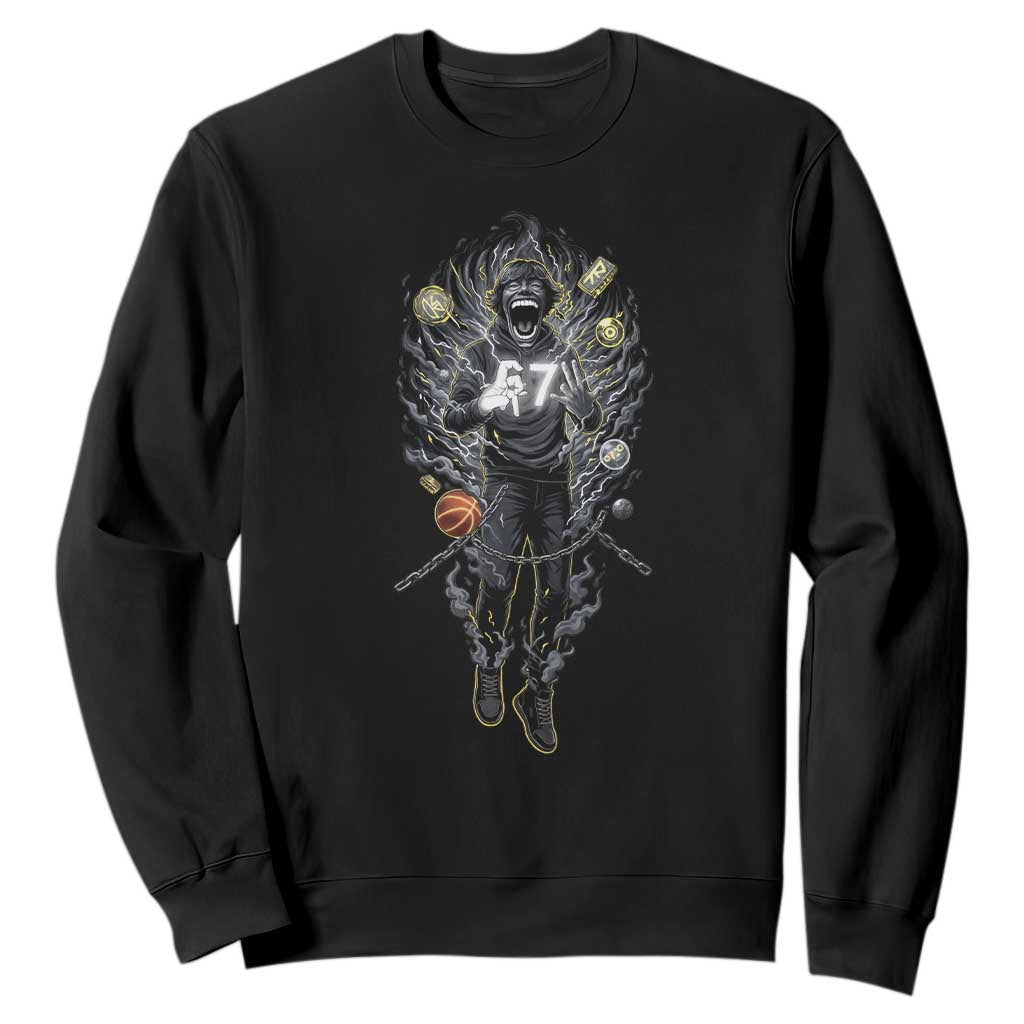 Mason 67 Energy Overload Sweatshirt Six Seven Meme Lightning Horror Devil Edit TS02 Black Print Your Wear