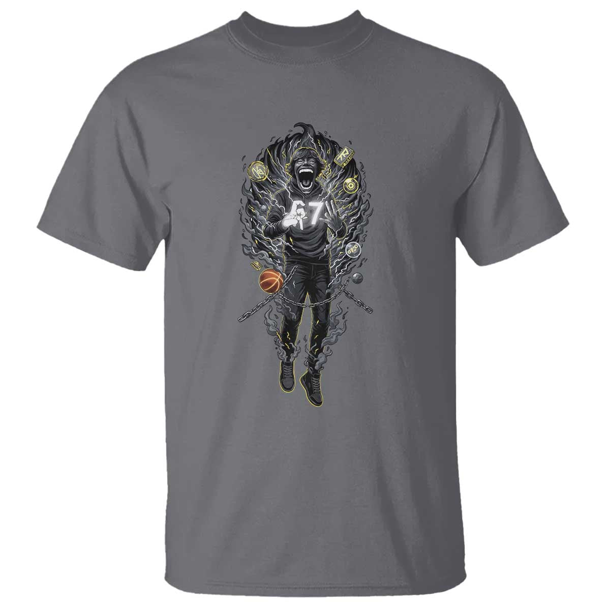 Mason 67 Energy Overload T Shirt Six Seven Meme Lightning Horror Devil Edit TS02 Charcoal Print Your Wear