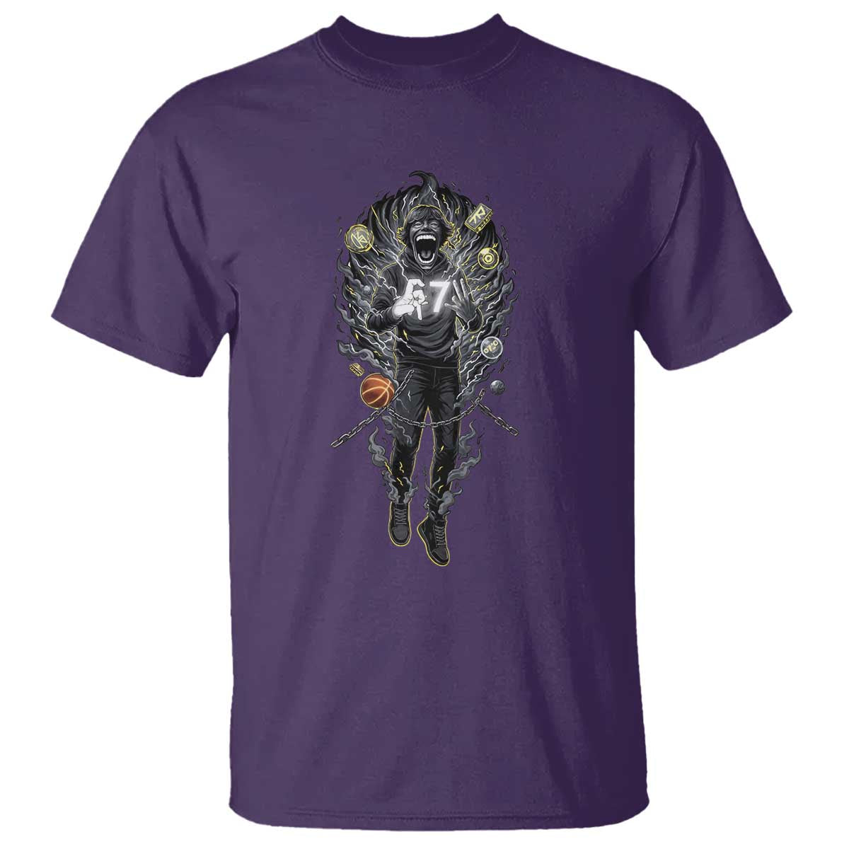 Mason 67 Energy Overload T Shirt Six Seven Meme Lightning Horror Devil Edit TS02 Purple Print Your Wear