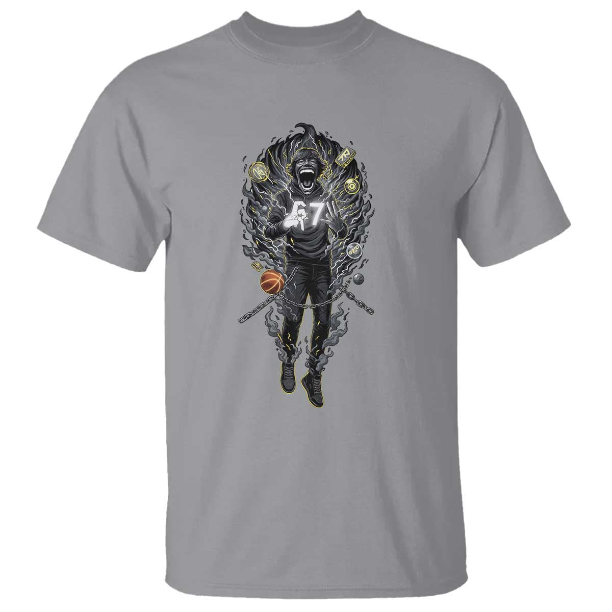 Mason 67 Energy Overload T Shirt Six Seven Meme Lightning Horror Devil Edit TS02 Sport Gray Print Your Wear