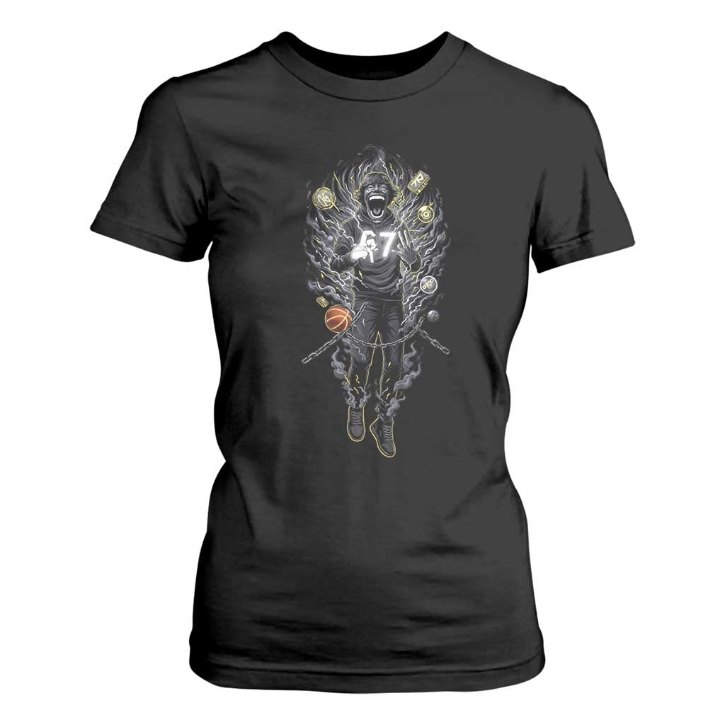 Mason 67 Energy Overload T Shirt For Women Six Seven Meme Lightning Horror Devil Edit TS02 Black Print Your Wear