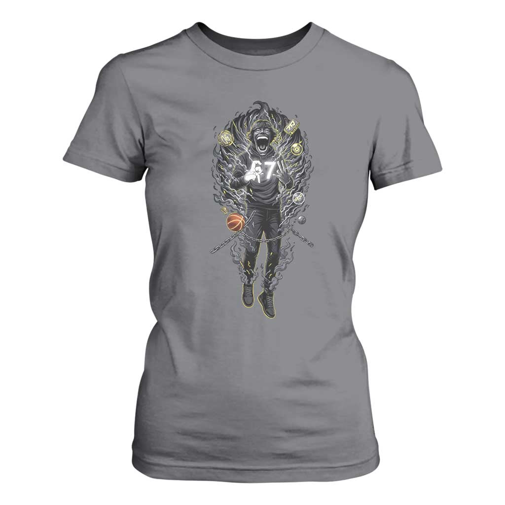 Mason 67 Energy Overload T Shirt For Women Six Seven Meme Lightning Horror Devil Edit TS02 Charcoal Print Your Wear