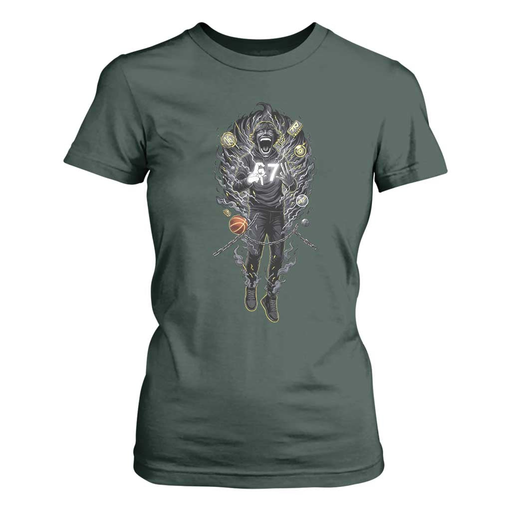 Mason 67 Energy Overload T Shirt For Women Six Seven Meme Lightning Horror Devil Edit TS02 Dark Forest Green Print Your Wear