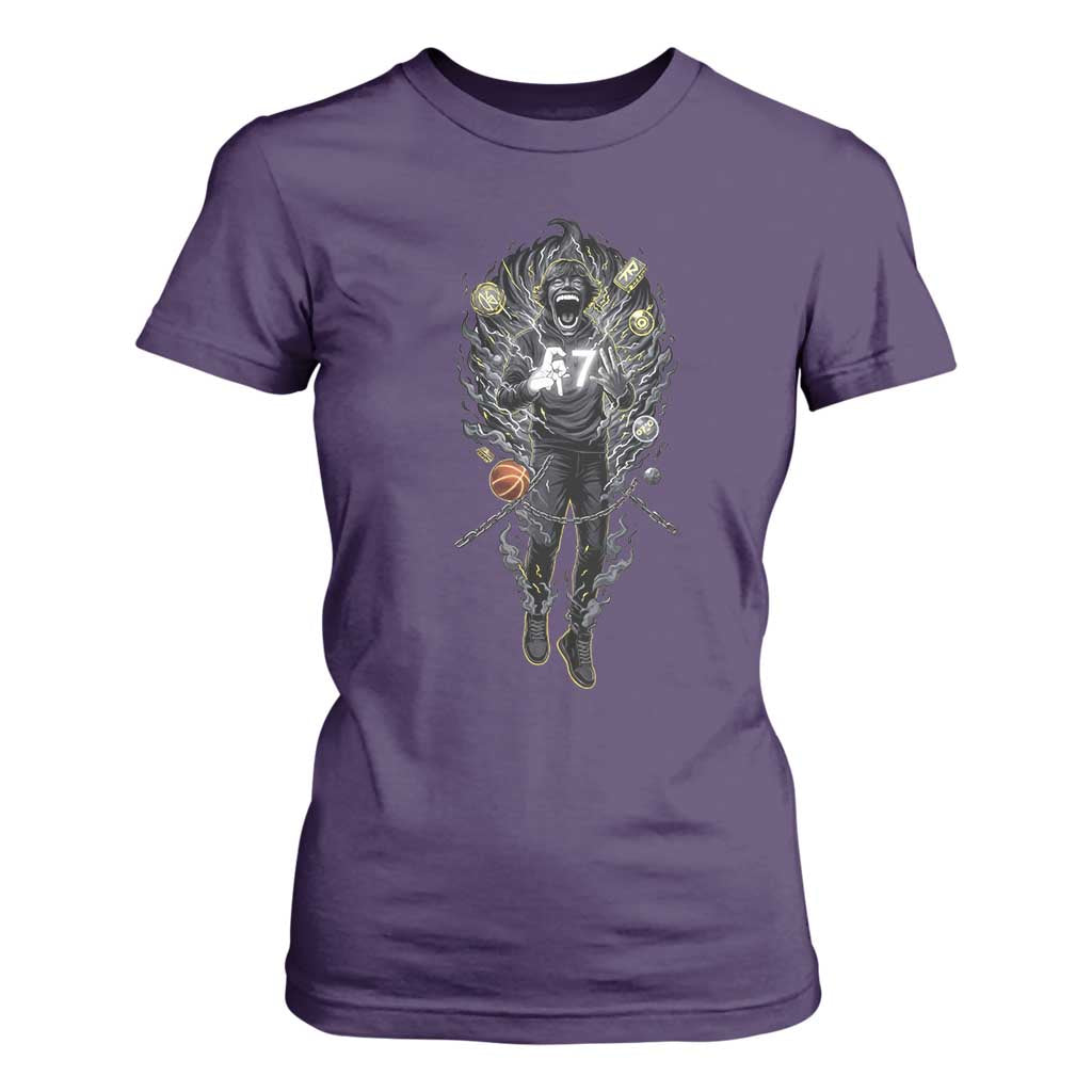 Mason 67 Energy Overload T Shirt For Women Six Seven Meme Lightning Horror Devil Edit TS02 Purple Print Your Wear