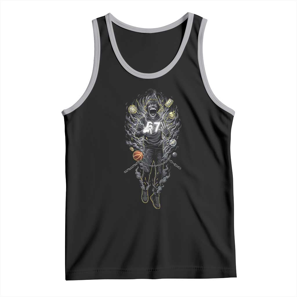 Mason 67 Energy Overload Tank Top Six Seven Meme Lightning Horror Devil Edit TS02 Black Athletic Heather Print Your Wear