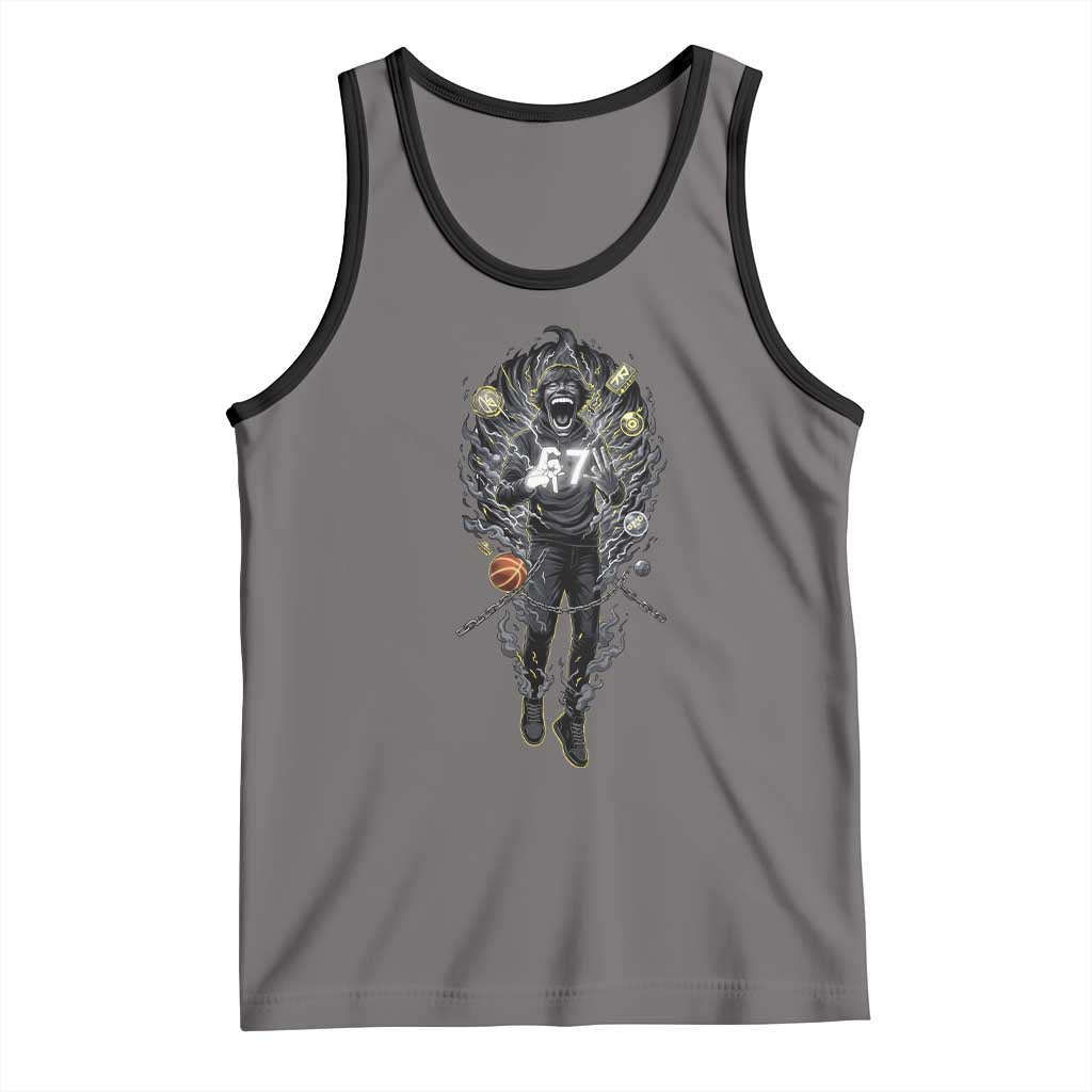 Mason 67 Energy Overload Tank Top Six Seven Meme Lightning Horror Devil Edit TS02 Deep Heather Black Print Your Wear