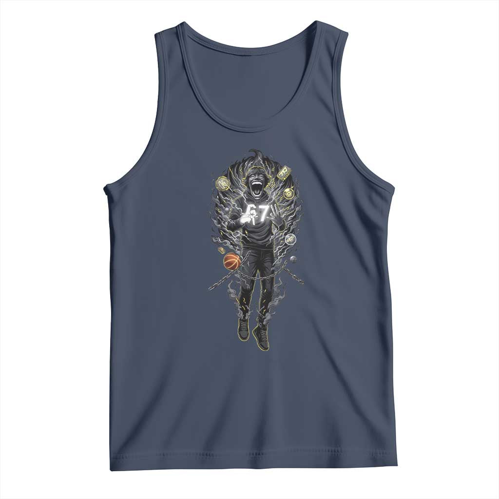 Mason 67 Energy Overload Tank Top Six Seven Meme Lightning Horror Devil Edit TS02 Navy Print Your Wear