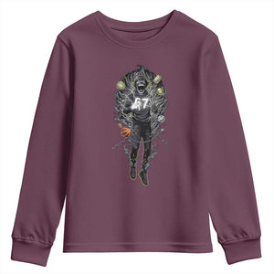 Mason 67 Energy Overload Youth Sweatshirt Six Seven Meme Lightning Horror Devil Edit TS02 Maroon Print Your Wear