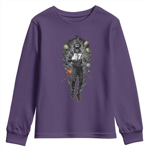 Mason 67 Energy Overload Youth Sweatshirt Six Seven Meme Lightning Horror Devil Edit TS02 Purple Print Your Wear