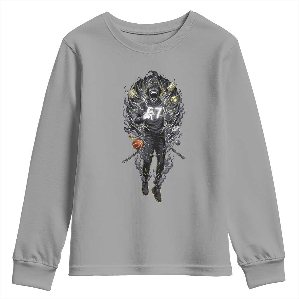 Mason 67 Energy Overload Youth Sweatshirt Six Seven Meme Lightning Horror Devil Edit TS02 Sport Gray Print Your Wear