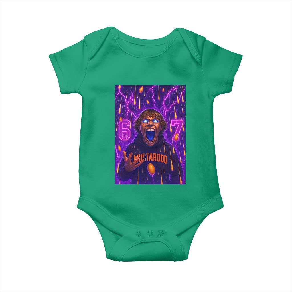 Mason 67 Meme Graphic Baby Onesie Glowing Eyes Devil Edit 6 7 Viral Six Seven Scream TS02 Irish Green Print Your Wear