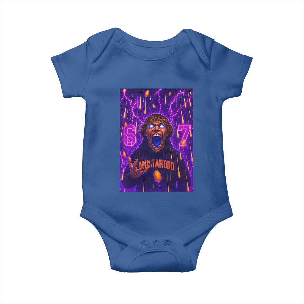 Mason 67 Meme Graphic Baby Onesie Glowing Eyes Devil Edit 6 7 Viral Six Seven Scream TS02 Royal Blue Print Your Wear