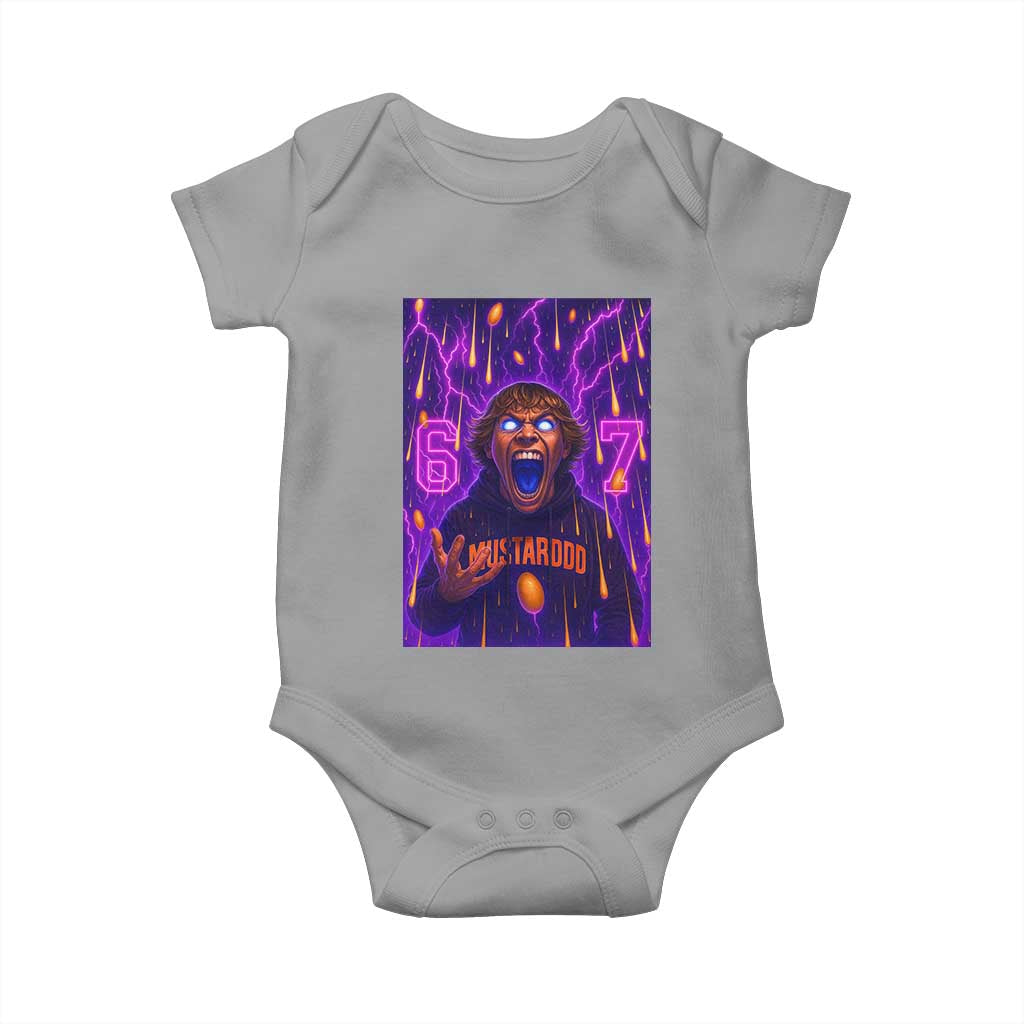 Mason 67 Meme Graphic Baby Onesie Glowing Eyes Devil Edit 6 7 Viral Six Seven Scream TS02 Sport Gray Print Your Wear