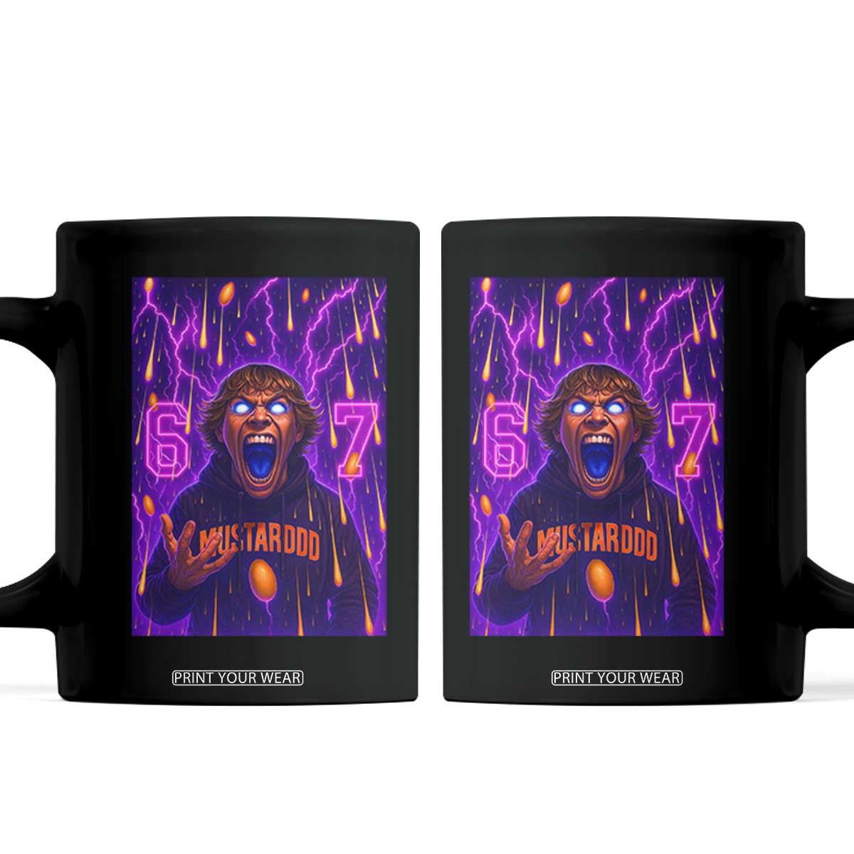 Mason 67 Meme Graphic Coffee Mug Glowing Eyes Devil Edit 6 7 Viral Six Seven Scream TS02 Black Print Your Wear