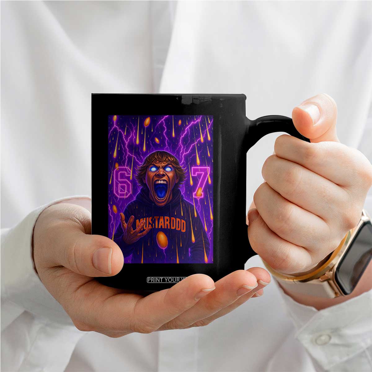 Mason 67 Meme Graphic Coffee Mug Glowing Eyes Devil Edit 6 7 Viral Six Seven Scream TS02 Print Your Wear