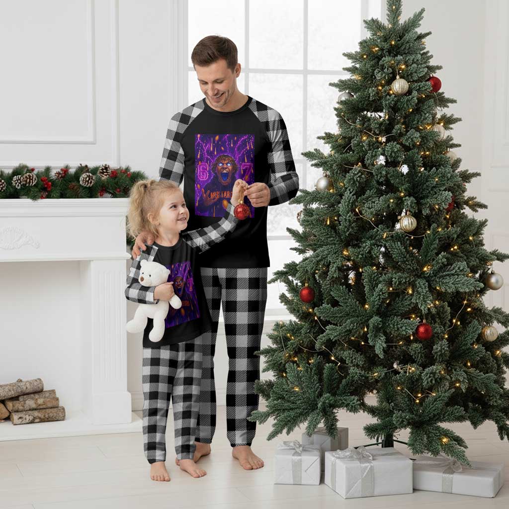 Mason 67 Meme Graphic Plaid Pajama Set Glowing Eyes Devil Edit 6 7 Viral Six Seven Scream TS02 White Plaid Print Your Wear