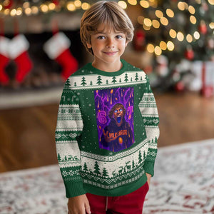 Mason 67 Meme Graphic Ugly Christmas Sweater Glowing Eyes Devil Edit 6 7 Viral Six Seven Scream TS02 Forest Green Beige Print Your Wear