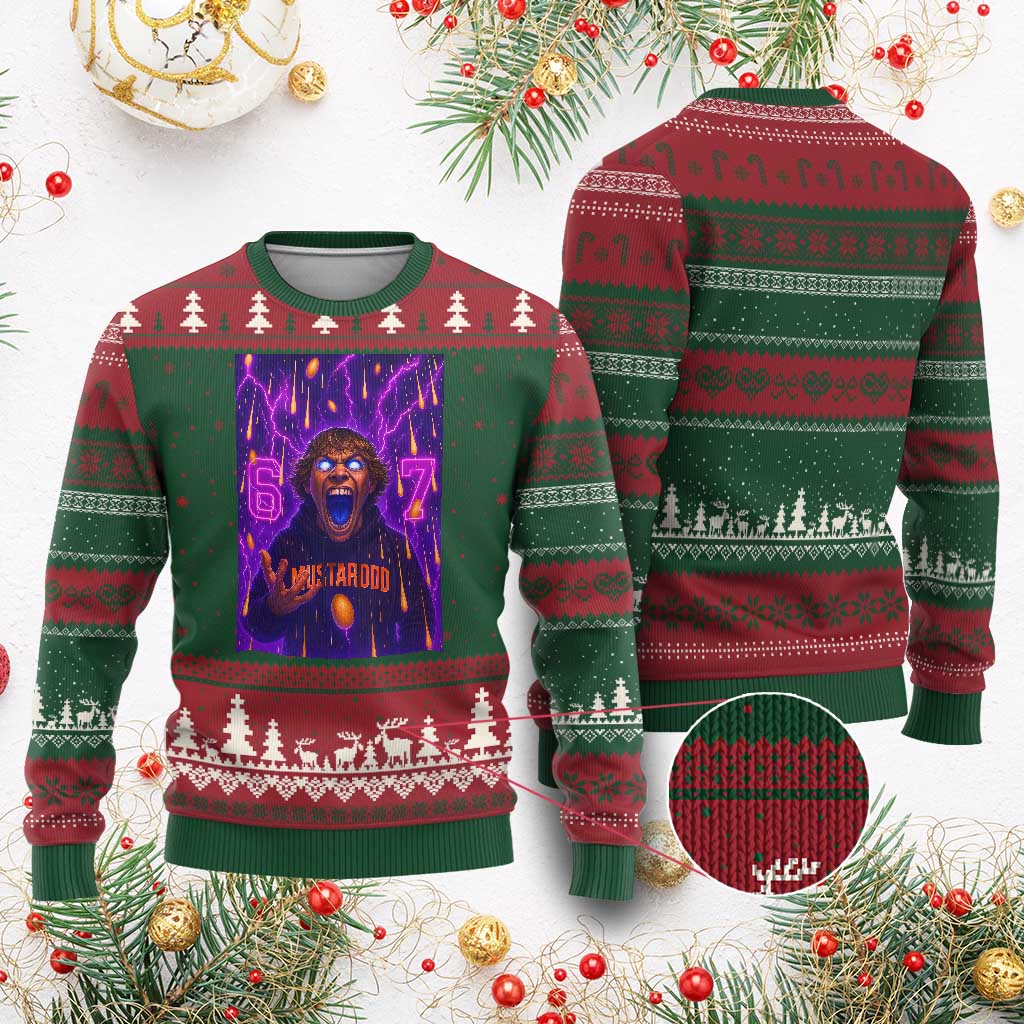 Mason 67 Meme Graphic Ugly Christmas Sweater Glowing Eyes Devil Edit 6 7 Viral Six Seven Scream TS02 Red Green Print Your Wear