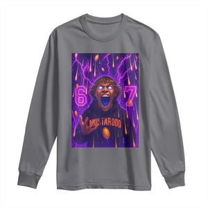 Mason 67 Meme Graphic Long Sleeve Shirt Glowing Eyes Devil Edit 6 7 Viral Six Seven Scream TS02 Charcoal Print Your Wear