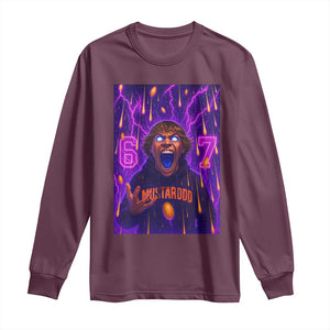 Mason 67 Meme Graphic Long Sleeve Shirt Glowing Eyes Devil Edit 6 7 Viral Six Seven Scream TS02 Maroon Print Your Wear