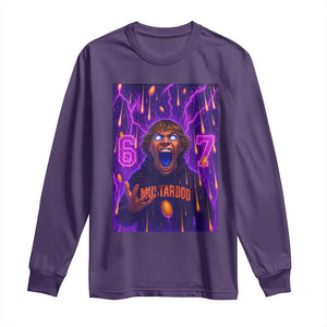 Mason 67 Meme Graphic Long Sleeve Shirt Glowing Eyes Devil Edit 6 7 Viral Six Seven Scream TS02 Purple Print Your Wear