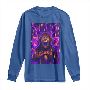 Mason 67 Meme Graphic Long Sleeve Shirt Glowing Eyes Devil Edit 6 7 Viral Six Seven Scream TS02 Royal Blue Print Your Wear