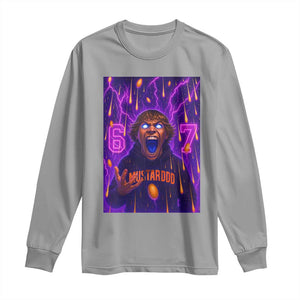 Mason 67 Meme Graphic Long Sleeve Shirt Glowing Eyes Devil Edit 6 7 Viral Six Seven Scream TS02 Sport Gray Print Your Wear